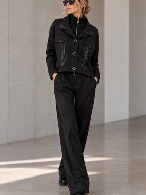 Oblique Creations Italian Avant Garde Utility Jacket Textured Rib Collar Black M